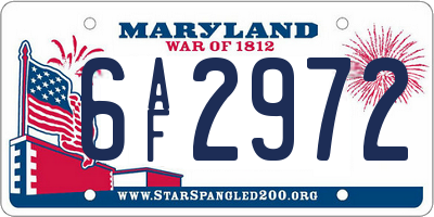 MD license plate 6AF2972