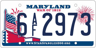 MD license plate 6AF2973