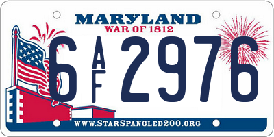 MD license plate 6AF2976