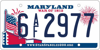 MD license plate 6AF2977