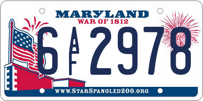 MD license plate 6AF2978
