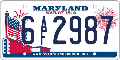 MD license plate 6AF2987