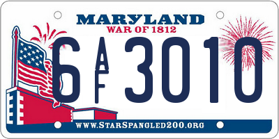 MD license plate 6AF3010