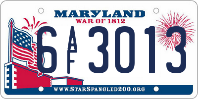 MD license plate 6AF3013