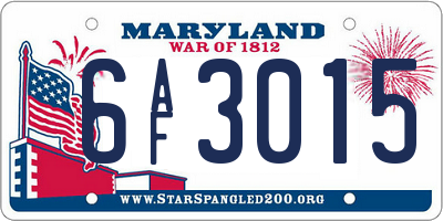 MD license plate 6AF3015