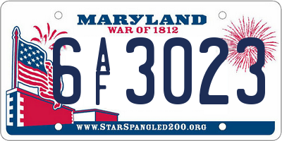 MD license plate 6AF3023