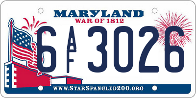 MD license plate 6AF3026