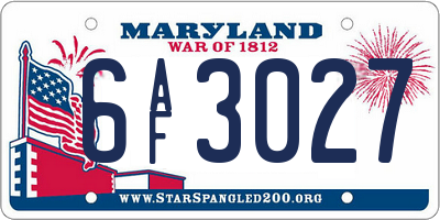 MD license plate 6AF3027