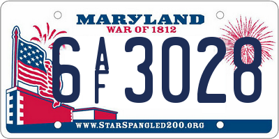 MD license plate 6AF3028