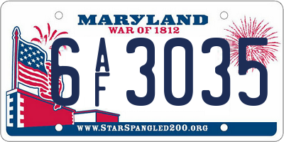 MD license plate 6AF3035