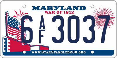 MD license plate 6AF3037