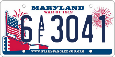 MD license plate 6AF3041