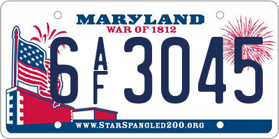 MD license plate 6AF3045