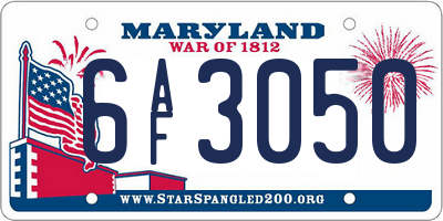 MD license plate 6AF3050