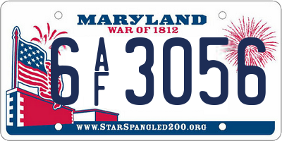 MD license plate 6AF3056