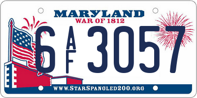 MD license plate 6AF3057