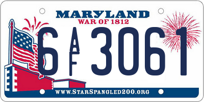 MD license plate 6AF3061