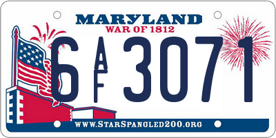 MD license plate 6AF3071
