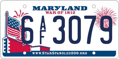 MD license plate 6AF3079