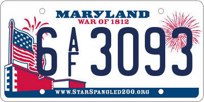 MD license plate 6AF3093