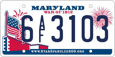 MD license plate 6AF3103