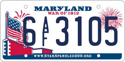 MD license plate 6AF3105