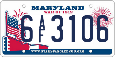 MD license plate 6AF3106