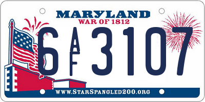 MD license plate 6AF3107