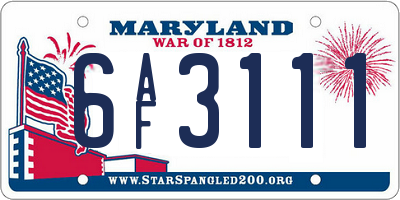 MD license plate 6AF3111
