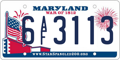 MD license plate 6AF3113