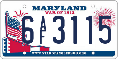 MD license plate 6AF3115