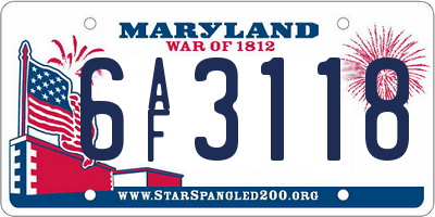 MD license plate 6AF3118