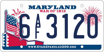 MD license plate 6AF3120
