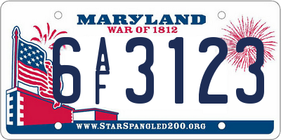 MD license plate 6AF3123
