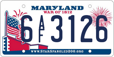 MD license plate 6AF3126