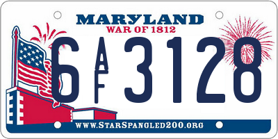MD license plate 6AF3128