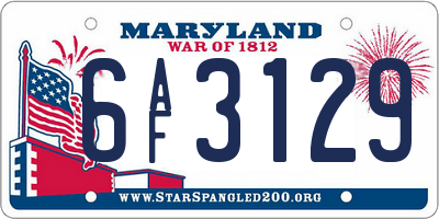 MD license plate 6AF3129
