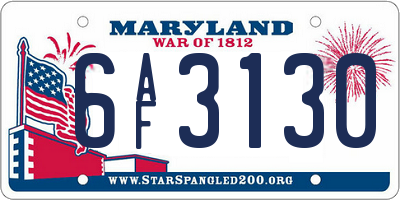 MD license plate 6AF3130
