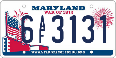 MD license plate 6AF3131