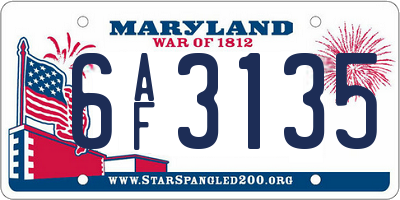 MD license plate 6AF3135