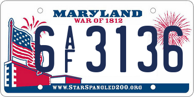 MD license plate 6AF3136