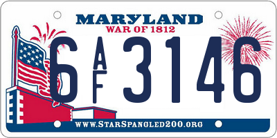 MD license plate 6AF3146
