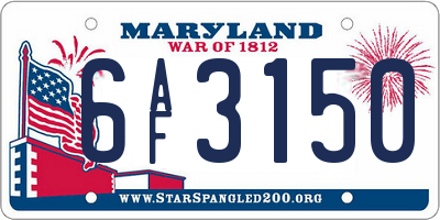 MD license plate 6AF3150