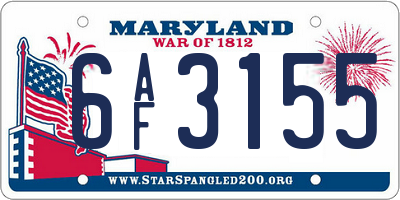 MD license plate 6AF3155