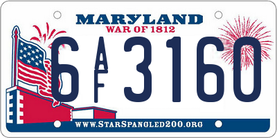 MD license plate 6AF3160