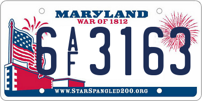 MD license plate 6AF3163