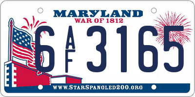 MD license plate 6AF3165