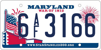 MD license plate 6AF3166