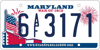 MD license plate 6AF3171
