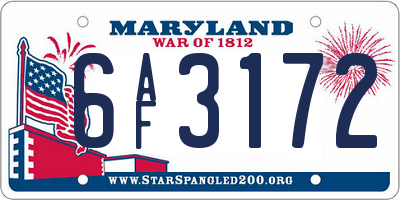 MD license plate 6AF3172